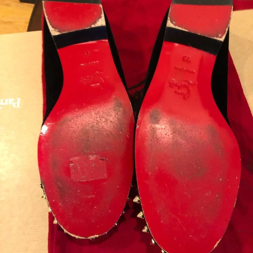 Christian Louboutin gold spikes beatiful loafers good pre own condition 39 - Picture 10 of 15